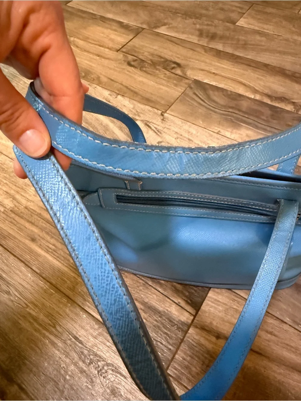 Dooney & Bourke Sky Blue Pebble Leather Logo Lock Tote